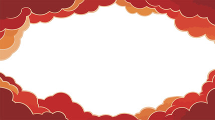 Decorative frame border design with stylized flowing red and orange oriental clouds creating empty center space