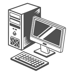 Desktop Computer Setup Vector Icon