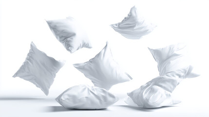 &ldquo;Floating Pillows Isolated on White Background &ndash; Soft Home Decor&rdquo;