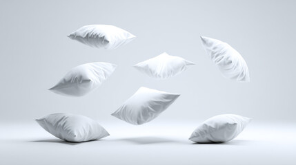 &ldquo;Floating Pillows Isolated on White Background &ndash; Soft Home Decor&rdquo;