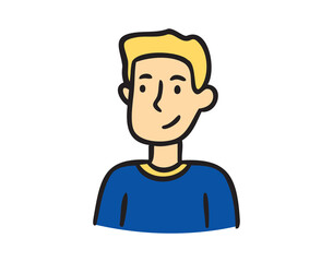 Obraz premium Simplified portrait of blond man, hand drawn doodle