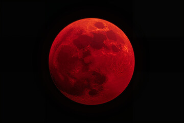 Red Moon with Orange Tones in Space astronomy celestial body