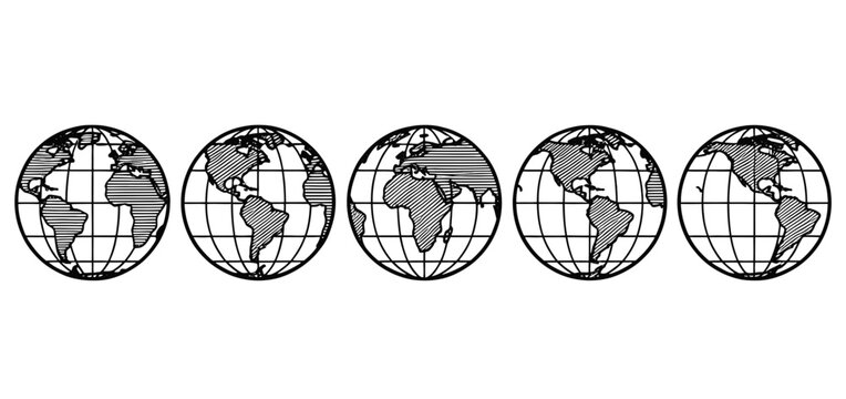 Sequential globe rotation - earth's daily journey Vector