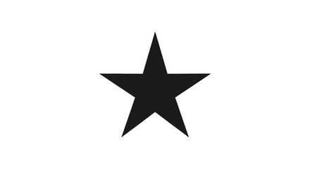 A simple solid black five pointed star is prominently displayed against a clean white background