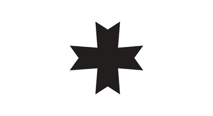 Obraz premium A simple graphic depiction of a black four pointed star shape on a plain white background