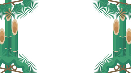 Japanese kadomatsu new year decoration with bamboo stalks and pine leaves frame on transparent background traditional style