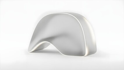 Minimalist modern curved LED light sculpture featuring soft ambient illumination and sleek white design on white background