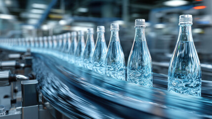 Bottling line sparkling water glass bottle conveyor belt beverage factory production line industrial automation mineral water clean liquid bottling plant High speed bottling line with sparkling © mangolovemom