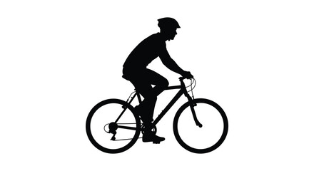 Naklejka premium A silhouetted image depicts a cyclist riding a bicycle showcasing movement and athletic activity