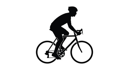 Obraz premium A silhouette of a cyclist riding a road bike captured in a dynamic and minimalist style