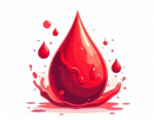 Red Heart Blood Drop Icon Isolated on Transparent Background for Blood Donor Awareness
