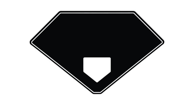 A simple graphic illustration of a baseball diamond shape with a white home plate
