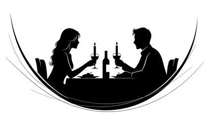A romantic couple enjoys a candlelit dinner together in a peaceful setting