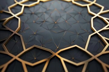 Golden geometric pattern on dark background with intricate design