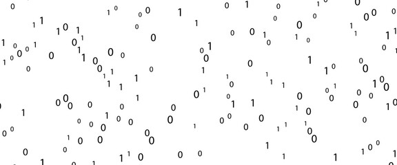 Technology stream binary code. Digital illustration. White matrix background. Programming, coding, hacking and encryption. © abd