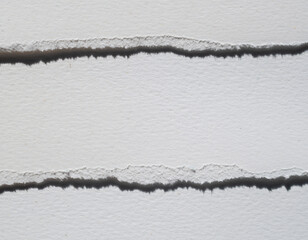 Realistic torn paper strip, rough uneven ripped edges, visible paper fibers