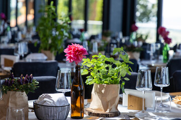 festive table decoration at a party