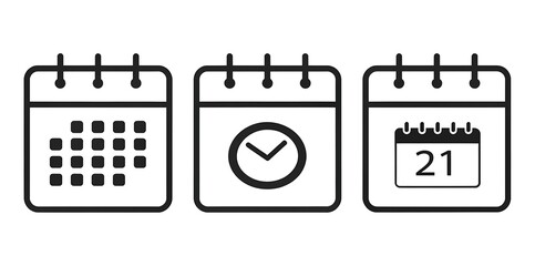 Vector illustration of a calendar icon page showing the day, date, and month on a paper diary symbol for business event reminders or holiday time planning isolated on white