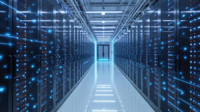Interior of a hyperscale ai datacenter and cryptocurrency mining farm - enterprise networking and computing 
