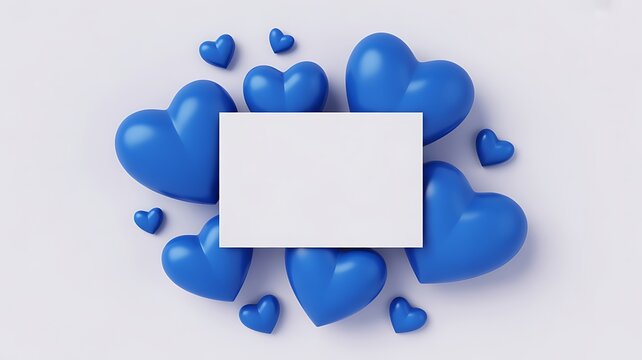 Blue hearts surrounding blank sign