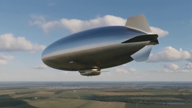 Blimp is flying in the air