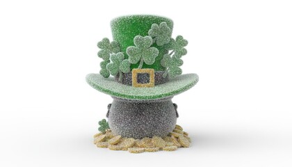 frosted st patricks leprechaun hat and shamrocks on pot of gold