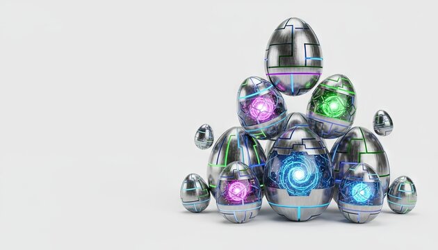Futuristic metallic easter eggs for 2026 easter holiday