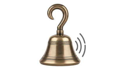 Brass Antique Hand Bell with Sound Wave Notification Icon