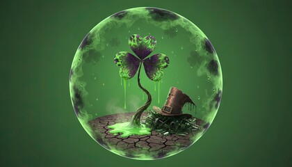 toxic st patricks day shamrock with a nuclear apocalyptic theme