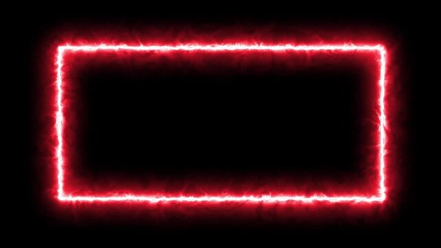 Abstract seamless neon red light rectangle frame loop pattern animation background. Gradient neon frames with smoke, led rectangular borders with mist effect, transparent glowing haze 