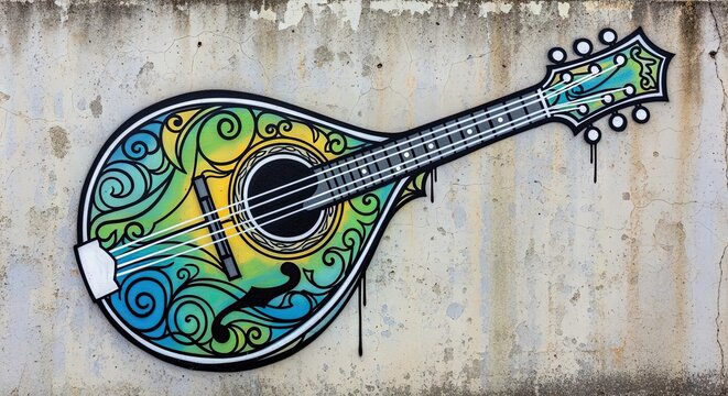 mandolin graffiti mural musical instrument