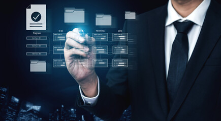 Task management workflow dashboard visualizing to-do lists, ongoing tasks, review status, and completed items to support productivity and project tracking Vouch