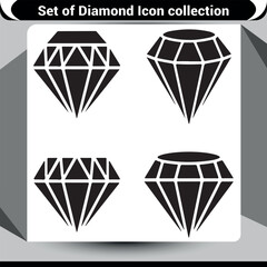 A set of shiny black diamond icons in various styles, perfect for luxury and jewelry designs