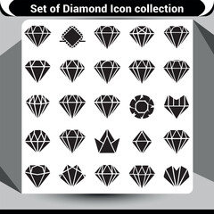 A comprehensive collection of diverse black diamond icon designs for luxury and jewelry themes