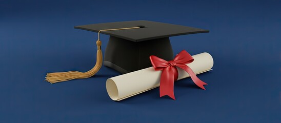 Graduation concept with cap and diploma/degree - education and academics concept