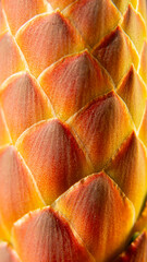 Detailed patterns and textures of the orange flower of an aloe arborescens