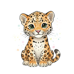Watercolor illustration of a leopard © ASHLEY