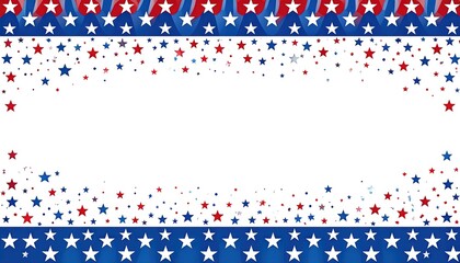 Fototapeta premium patriotic red white and blue template with American stars and stripes - invitation, card, menu, and coupon background template