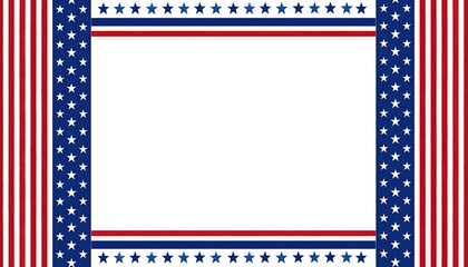 patriotic red white and blue template with American stars and stripes - invitation, card, menu, and coupon background template
