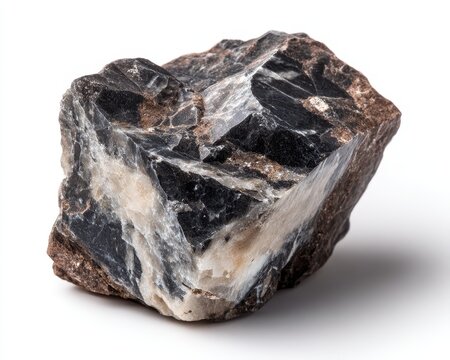 Isolated Hornfels Stone: Natural Mineral on White Background with Macro Details