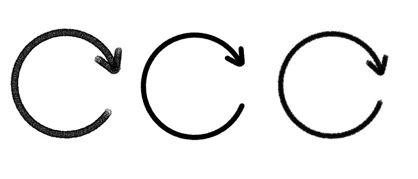 Set of circular arrow icon representing loading, refresh, and reload actions. Round arrow symbol used to indicate refreshing and reloading processes.