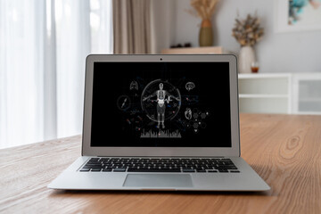 Medical science technology and futuristic healthcare virtual computer software analyze human health and diagnose disease for doctor data and medical research. brisk