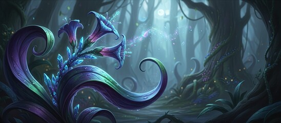 Exotic alien plant - beautiful and strange otherworldly plant from another planet