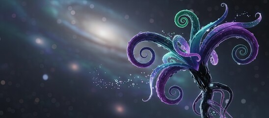 Exotic alien plant - beautiful and strange otherworldly plant from another planet