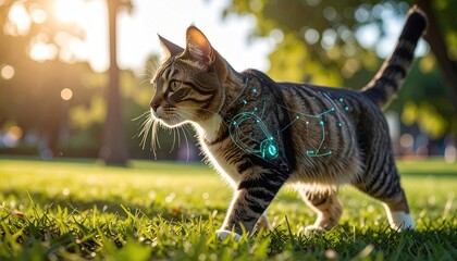 cat with geolocation data - digital mapping overlay for gps locator