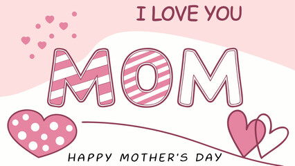A heartfelt mother s day greeting card with the word mom and lovely hearts a beautiful silhouette