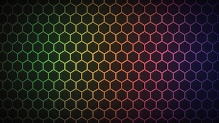 Vibrant rainbow honeycomb pattern on dark background
