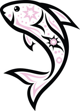 featherback fish icon Black silhouette vector illustration on transparent background