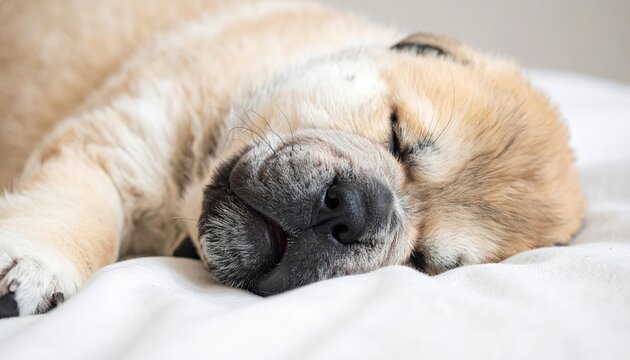 Fat puppy is sleeping during a nap time