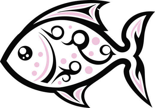 ide fish icon Black silhouette vector illustration on transparent background